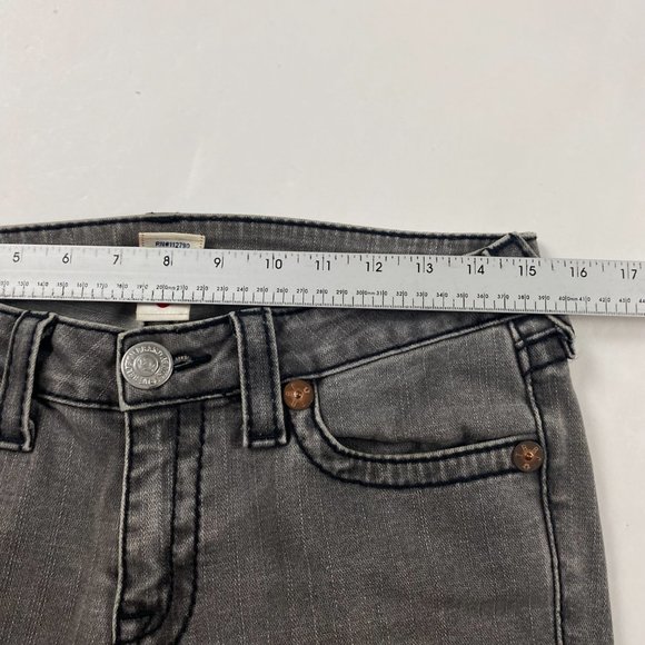 True Religion Johnny Big T Jeans Womens Size 30 x 34 Gray Black Stretch - Picture 12 of 16
